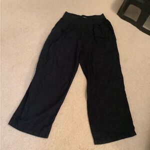 Abercrombie & Fitch Black High Rise Wide-Leg Pants Pull On Linen Small 4/6 Reg